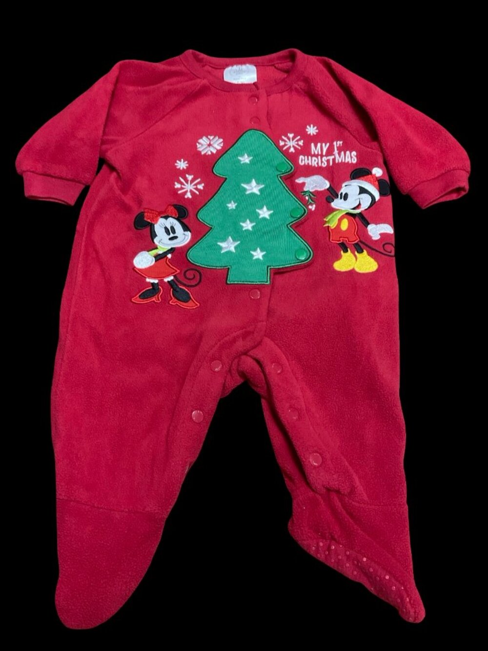 Red "My 1st Christmas" Fleece Sleeper Outfit